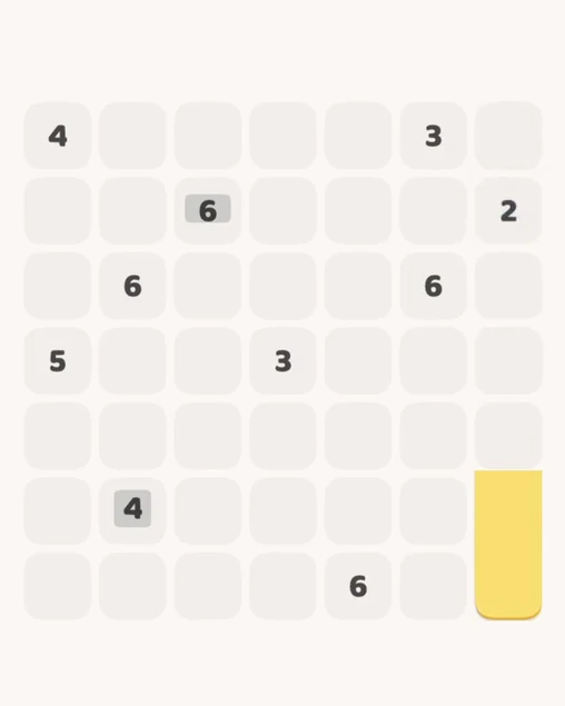 MeowBlock Level 10 after step 1, placing the 2-cell vertical block at the lower-right area