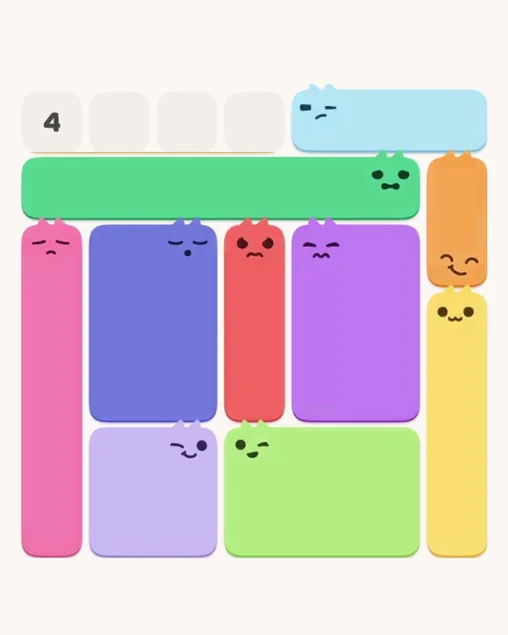 MeowBlock Level 10 after step 10, placing the 5-cell vertical block at the lower-left area