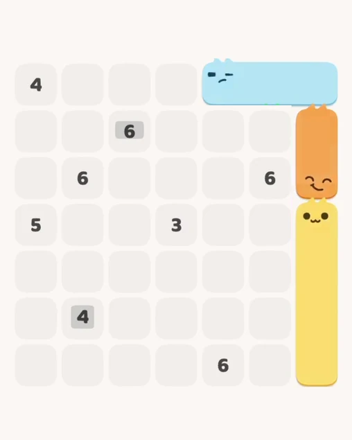 MeowBlock Level 10 after step 3, placing the 3-cell horizontal block at the upper-right area