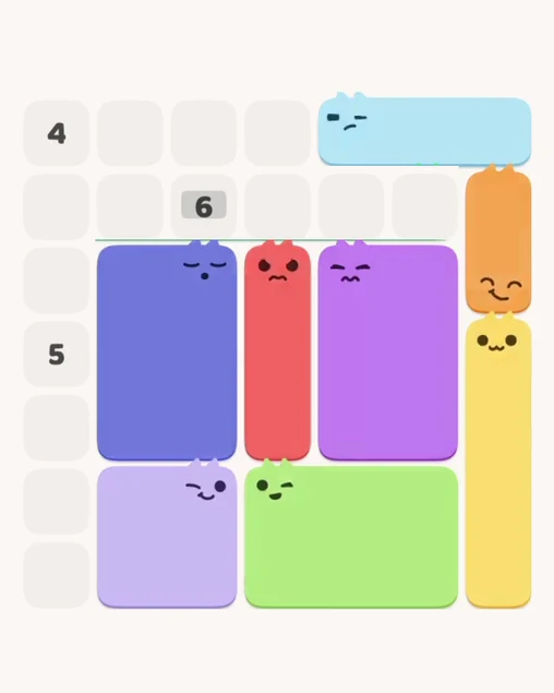 MeowBlock Level 10 after step 8, placing the 3-cell vertical block at the middle center