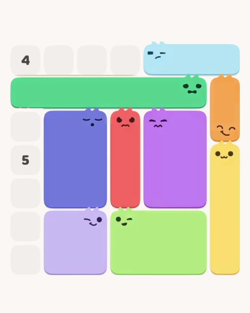 MeowBlock Level 10 after step 9, placing the 6-cell horizontal block at the upper center