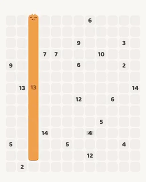 MeowBlock Level 100 after step 1, placing the 13-cell vertical block at the middle-left area