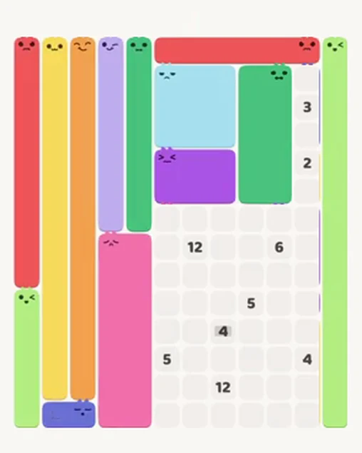 MeowBlock Level 100 after step 13, placing the 10-cell rectangular block at the upper-right area