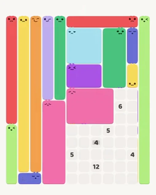 MeowBlock Level 100 after step 16, placing the 12-cell rectangular block at the middle center