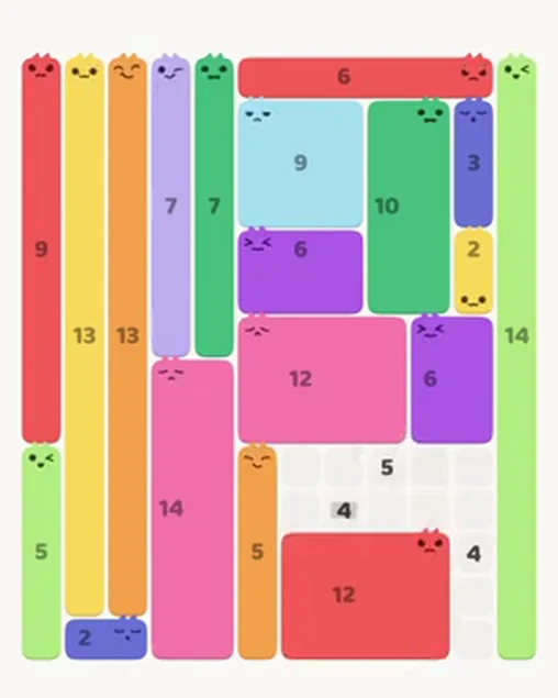 MeowBlock Level 100 after step 19, placing the 12-cell rectangular block at the lower-right area