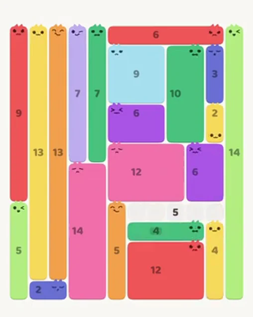 MeowBlock Level 100 after step 21, placing the 4-cell horizontal block at the lower-right area