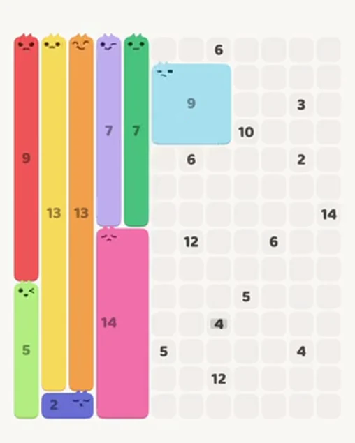 MeowBlock Level 100 after step 9, placing the 9-cell square block at the upper center
