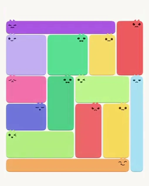 MeowBlock Level 101 after step 14, placing the 8-cell rectangular block at the middle-right area