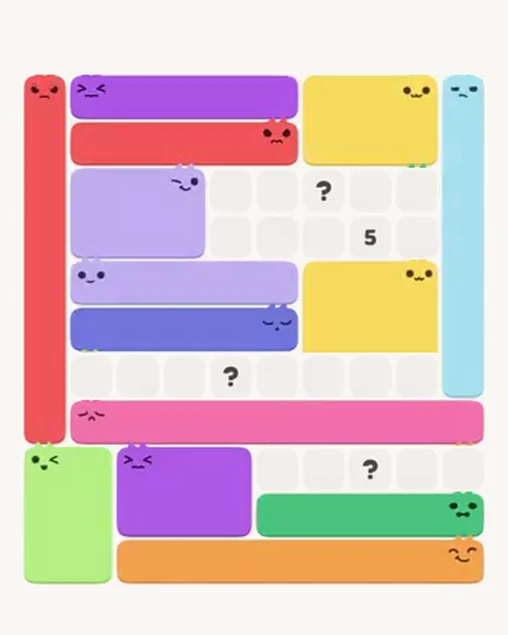 MeowBlock Level 103 after step 14, placing the 6-cell rectangular block at the upper-right area