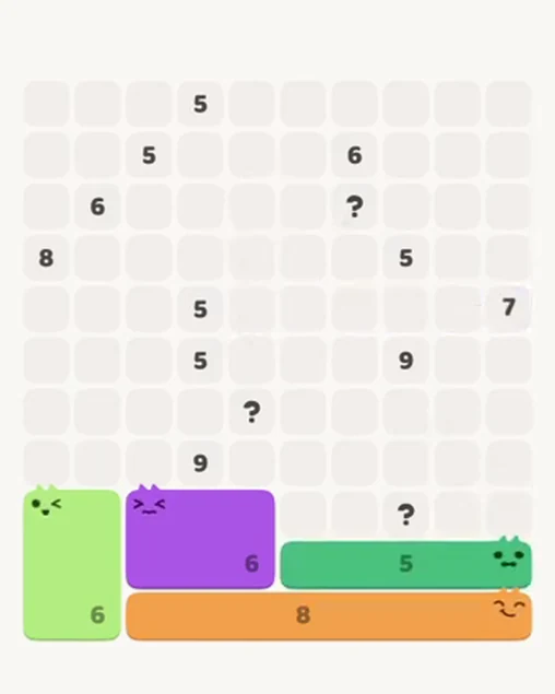 MeowBlock Level 103 after step 4, placing the 5-cell horizontal block at the lower-right area