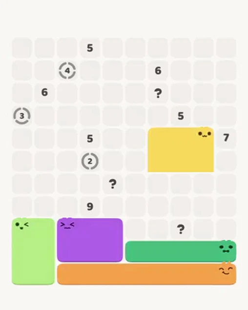 MeowBlock Level 103 after step 5, placing the 6-cell rectangular block at the middle-right area