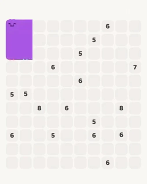 MeowBlock Level 104 after step 1, placing the 6-cell rectangular block at the upper-left area