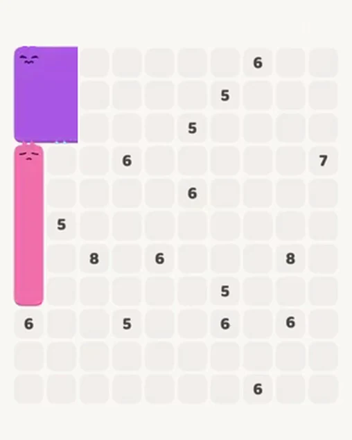 MeowBlock Level 104 after step 2, placing the 5-cell vertical block at the middle-left area
