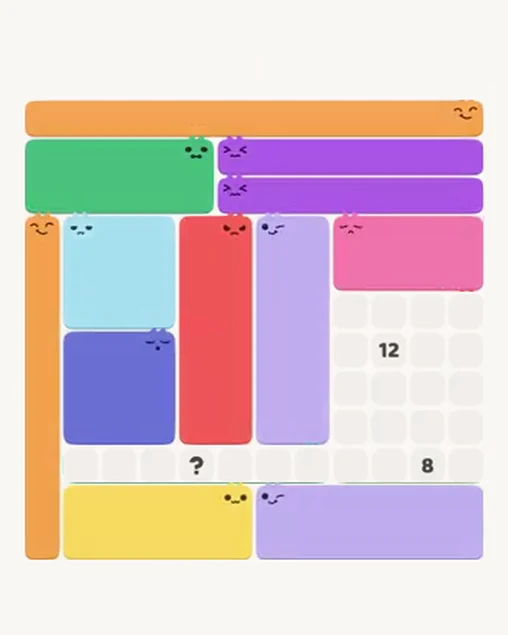 MeowBlock Level 105 after step 12, placing the 8-cell rectangular block at the middle-right area
