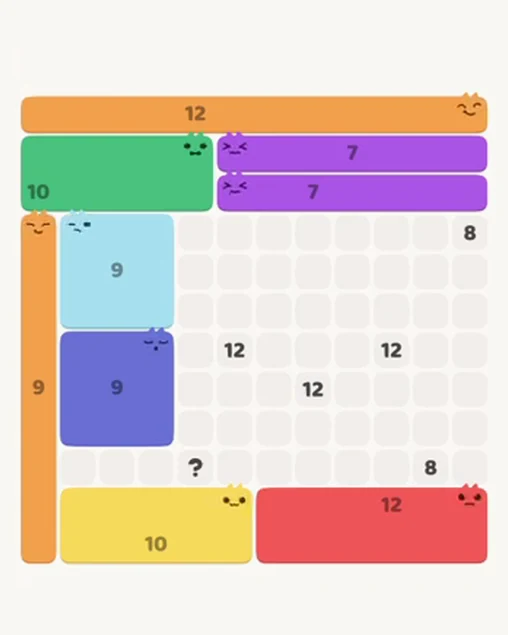 MeowBlock Level 105 after step 9, placing the 7-cell horizontal block at the upper-right area
