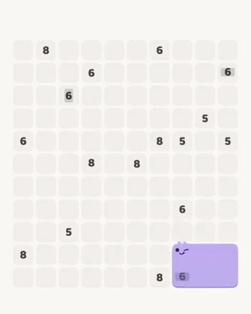 MeowBlock Level 106 after step 1, placing the 6-cell rectangular block at the lower-right area