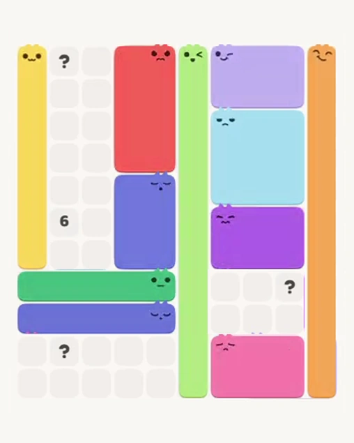 MeowBlock Level 107 after step 11, placing the 6-cell rectangular block at the middle center