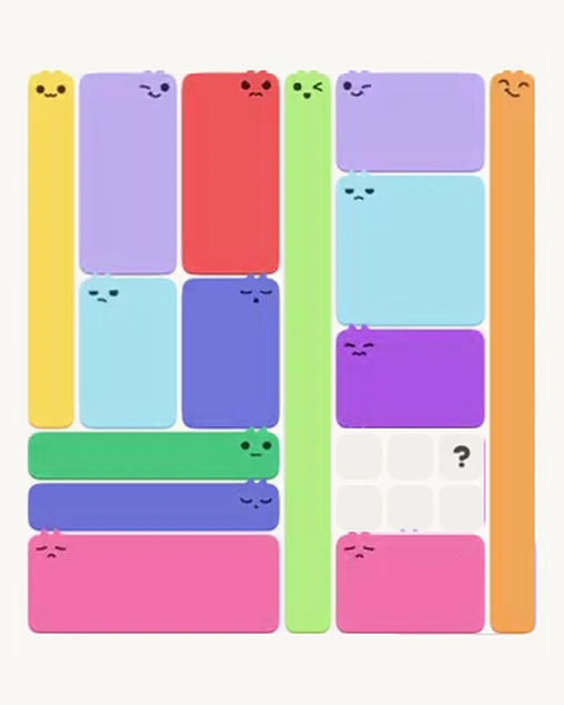 MeowBlock Level 107 after step 14, placing the 10-cell rectangular block at the lower-left area