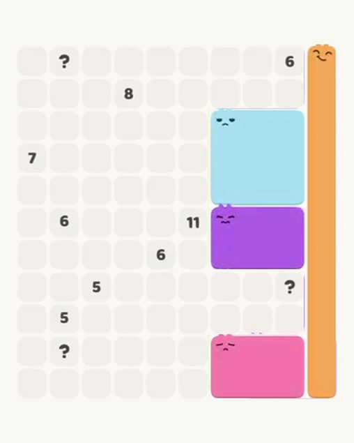 MeowBlock Level 107 after step 4, placing the 9-cell square block at the middle-right area
