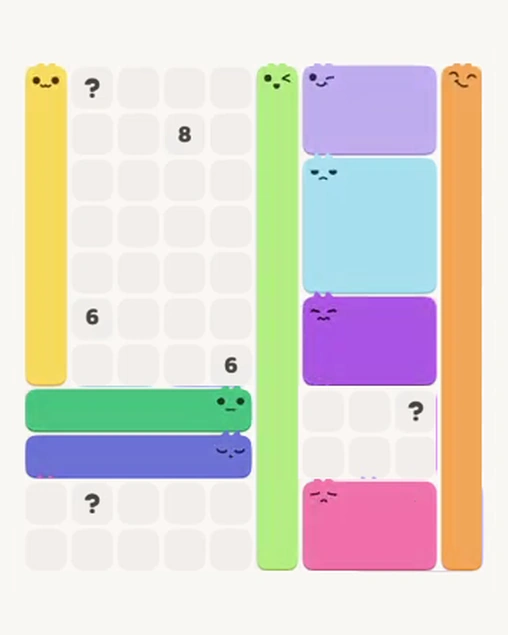 MeowBlock Level 107 after step 9, placing the 11-cell vertical block at the middle center