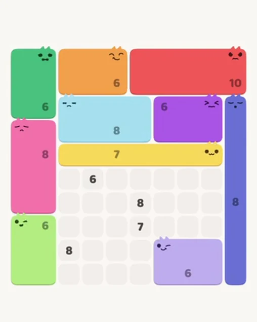 MeowBlock Level 108 after step 10, placing the 6-cell rectangular block at the lower-right area