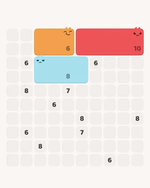 MeowBlock Level 108 after step 3, placing the 10-cell rectangular block at the upper-right area