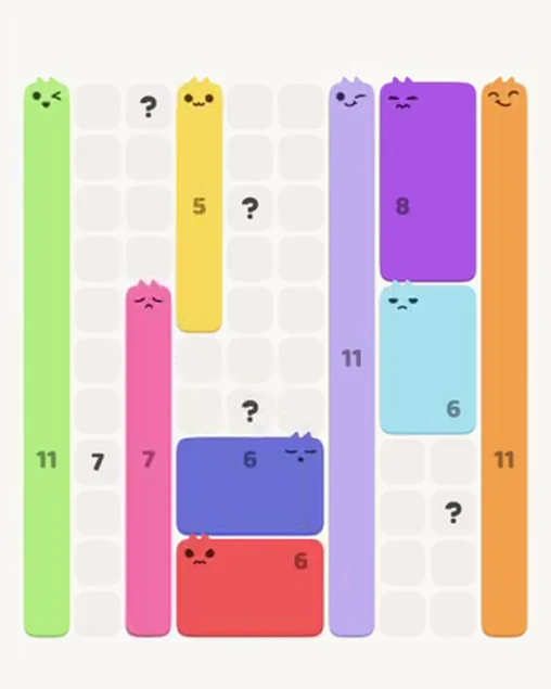 MeowBlock Level 109 after step 9, placing the 7-cell vertical block at the lower-left area