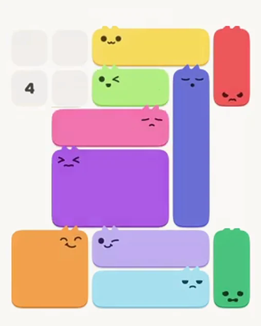 MeowBlock Level 11 after step 10, placing the 3-cell horizontal block at the middle center