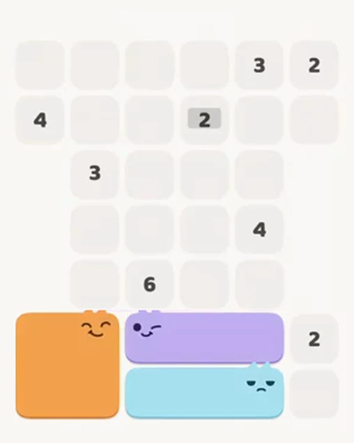 MeowBlock Level 11 after step 3, placing the 3-cell horizontal block at the lower-right area