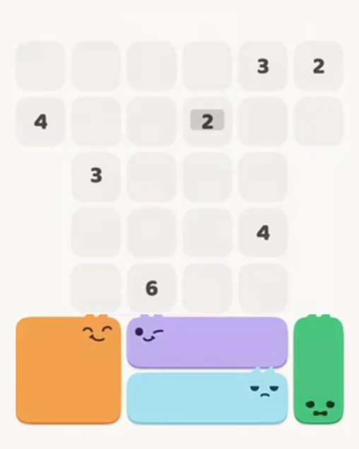 MeowBlock Level 11 after step 4, placing the 2-cell vertical block at the lower-right area