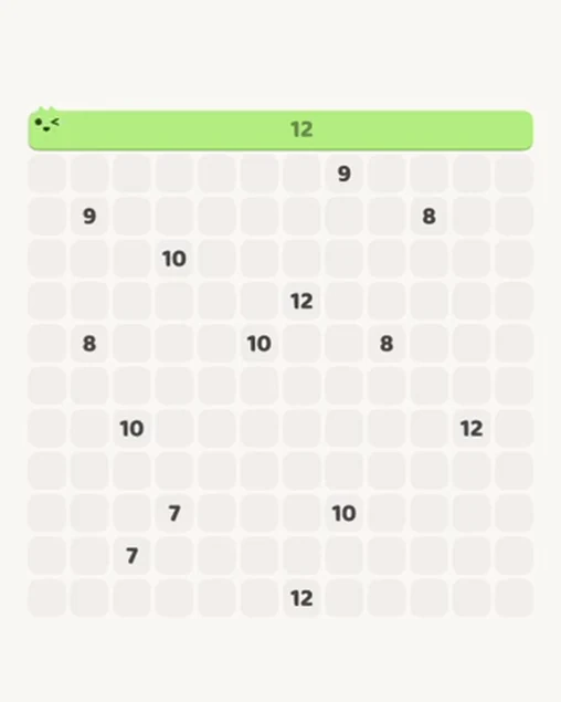 MeowBlock Level 110 after step 1, placing the 12-cell horizontal block at the upper center