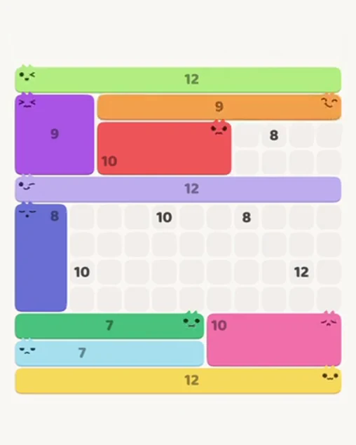 MeowBlock Level 110 after step 10, placing the 9-cell horizontal block at the upper-right area