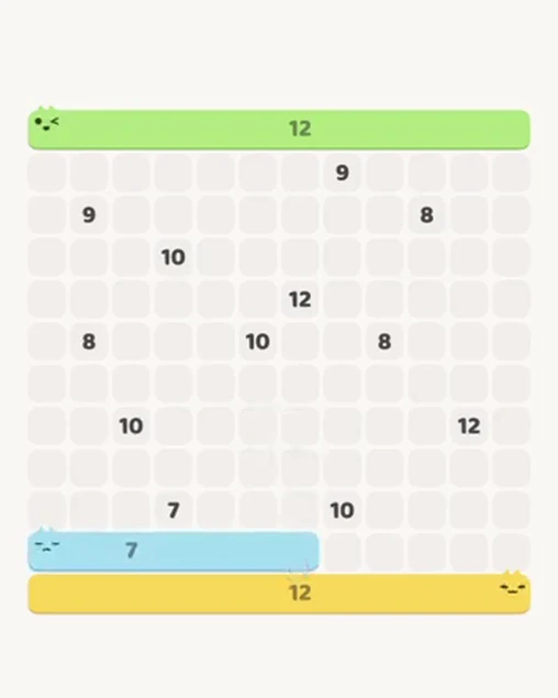 MeowBlock Level 110 after step 3, placing the 7-cell horizontal block at the lower-left area
