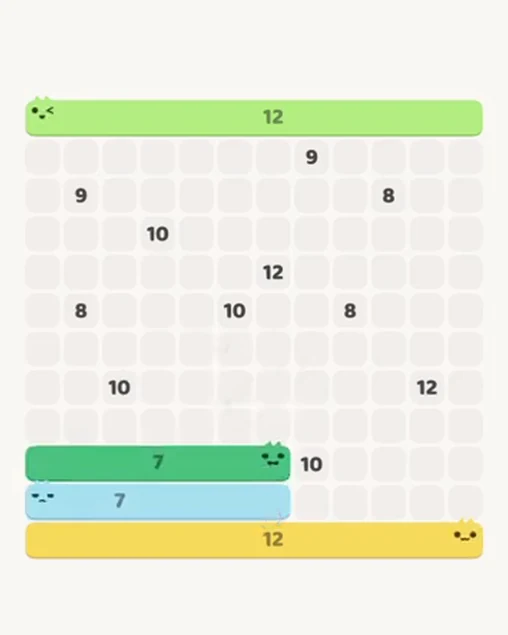 MeowBlock Level 110 after step 4, placing the 7-cell horizontal block at the lower-left area