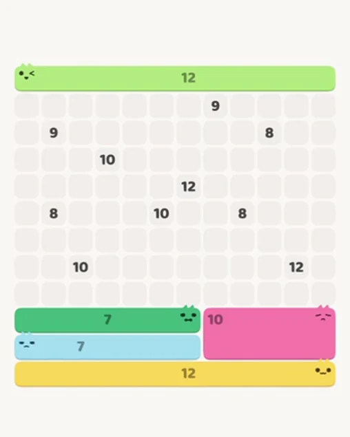 MeowBlock Level 110 after step 5, placing the 10-cell rectangular block at the lower-right area