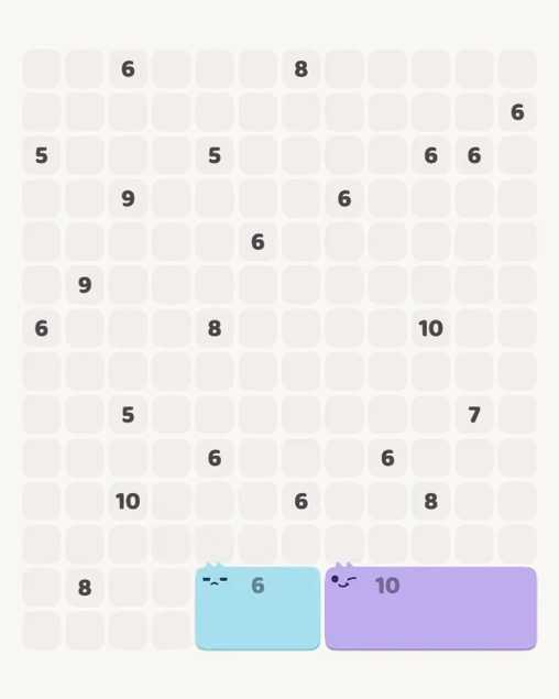 MeowBlock Level 111 after step 2, placing the 6-cell rectangular block at the lower center