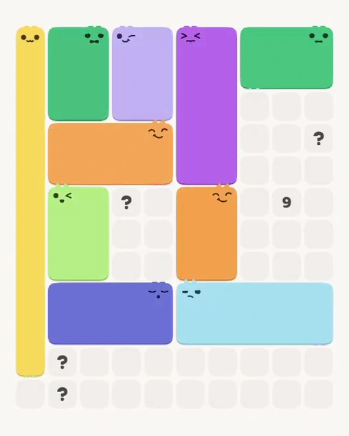 MeowBlock Level 112 after step 10, placing the 8-cell rectangular block at the lower center