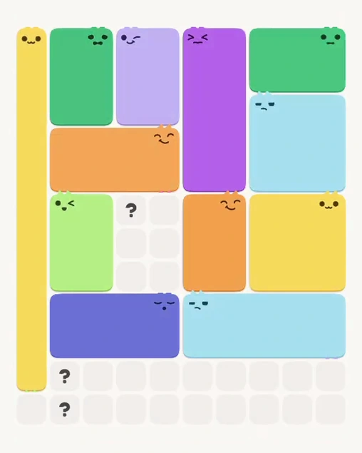 MeowBlock Level 112 after step 12, placing the 9-cell square block at the upper-right area