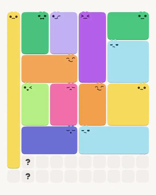 MeowBlock Level 112 after step 13, placing the 6-cell rectangular block at the middle center