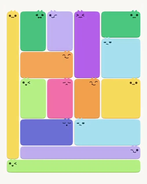 MeowBlock Level 112 after step 15, placing the 10-cell horizontal block at the lower center