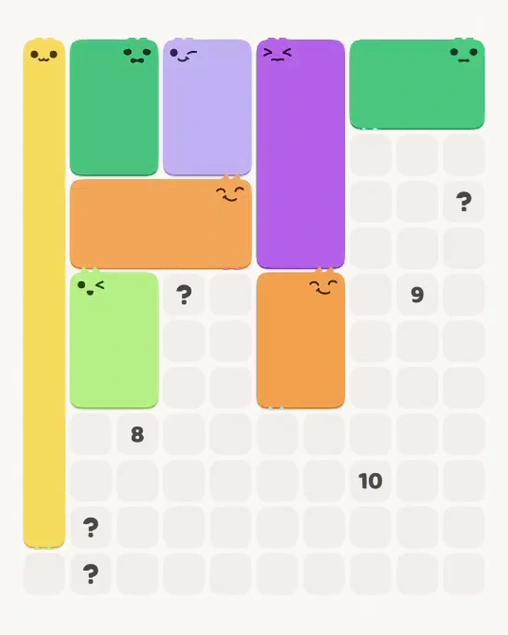 MeowBlock Level 112 after step 8, placing the 6-cell rectangular block at the middle center