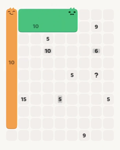 MeowBlock Level 113 after step 2, placing the 10-cell rectangular block at the upper center