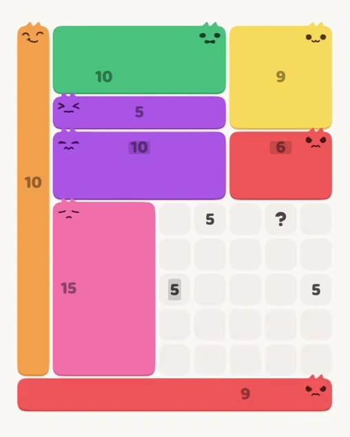 MeowBlock Level 113 after step 8, placing the 9-cell horizontal block at the lower center