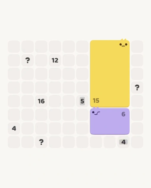 MeowBlock Level 114 after step 2, placing the 15-cell rectangular block at the middle-right area