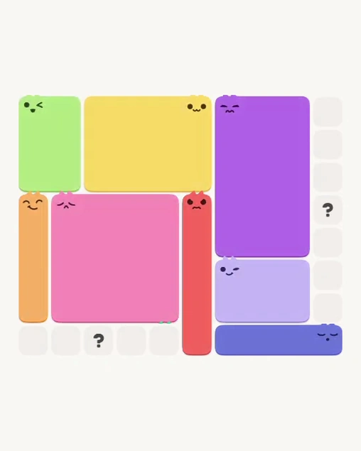 MeowBlock Level 114 after step 8, placing the 16-cell square block at the lower center