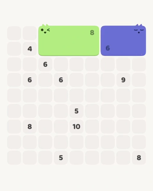 MeowBlock Level 115 after step 2, placing the 6-cell rectangular block at the upper-right area