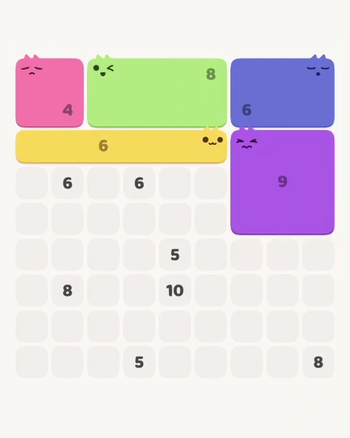 MeowBlock Level 115 after step 5, placing the 9-cell square block at the middle-right area