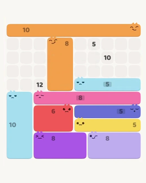 MeowBlock Level 116 after step 10, placing the 8-cell rectangular block at the middle center
