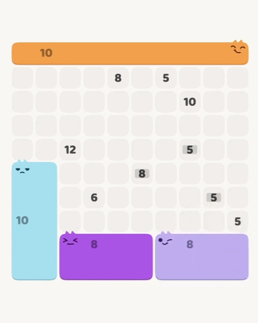MeowBlock Level 116 after step 4, placing the 8-cell rectangular block at the lower-right area