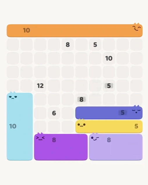 MeowBlock Level 116 after step 6, placing the 5-cell horizontal block at the lower-right area